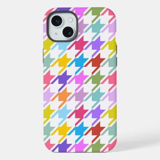 Houndstooth Multicolor + White Big Pattern iPhone Hoesje (Achterkant)