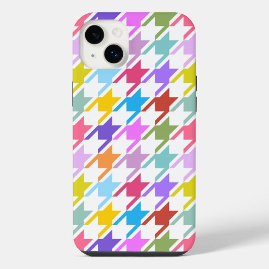 Houndstooth Multicolor + White Big Pattern iPhone Hoesje (Achterkant)