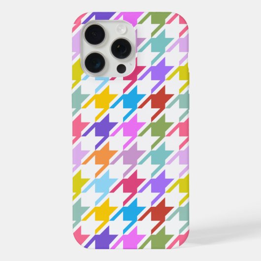 Houndstooth Multicolor + White Big Pattern iPhone Hoesje (Achterkant)