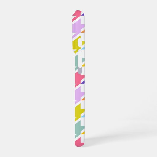 Houndstooth Multicolor + White Big Pattern iPhone Hoesje (Linkerkant)