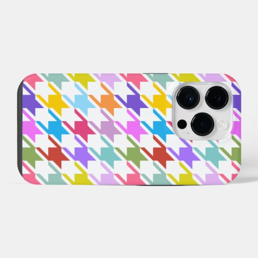Houndstooth Multicolor + White Big Pattern iPhone Hoesje (Achterkant horizontaal)