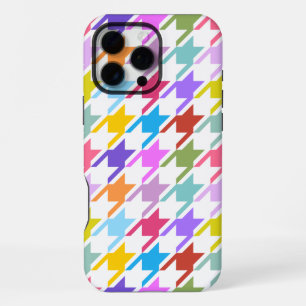 Houndstooth Multicolor + White Big Pattern iPhone 16 Pro Max Hoesje