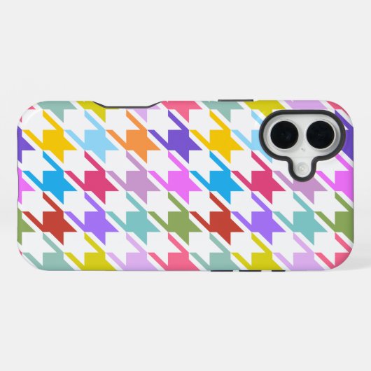 Houndstooth Multicolor + White Big Pattern iPhone Hoesje (Achterkant horizontaal)
