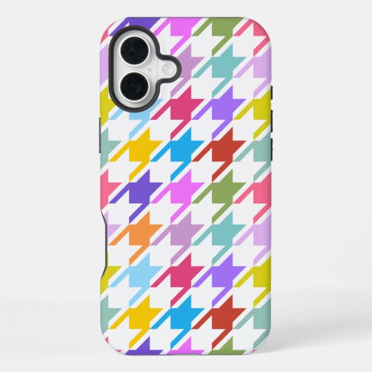 Houndstooth Multicolor + White Big Pattern iPhone Hoesje (Achterkant)