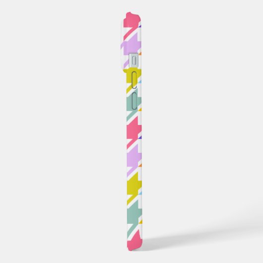 Houndstooth Multicolor + White Big Pattern iPhone Hoesje (Linkerkant)