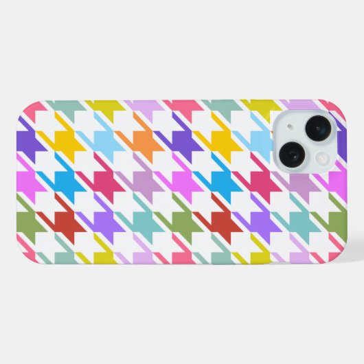 Houndstooth Multicolor + White Big Pattern iPhone Hoesje (Achterkant horizontaal)