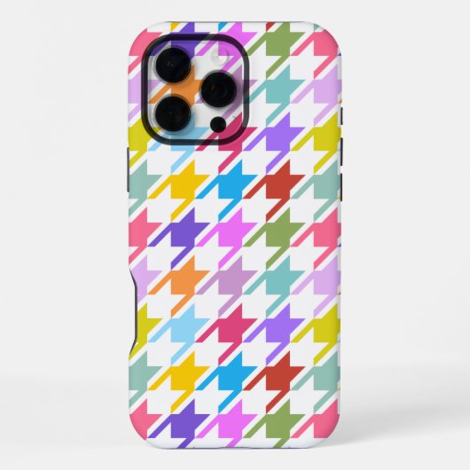 Houndstooth Multicolor + White Big Pattern iPhone Hoesje (Achterkant)