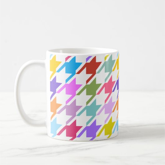 Houndstooth Multicolor + White Big Pattern Koffiemok (Links)