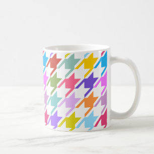 Houndstooth Multicolor + White Big Pattern Koffiemok