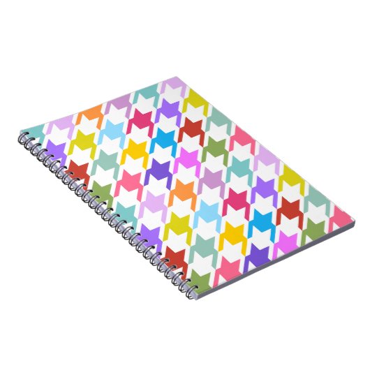 Houndstooth Multicolor + White Big Pattern Notitieboek (Rechterzijde)