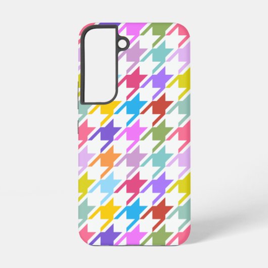 Houndstooth Multicolor + White Big Pattern Samsung Galaxy Hoesje (Achterkant)