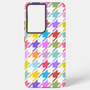 Houndstooth Multicolor + White Big Pattern Samsung Galaxy Hoesje