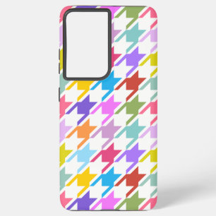 Houndstooth Multicolor + White Big Pattern Samsung Galaxy Hoesje