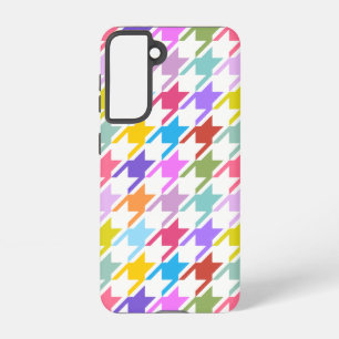 Houndstooth Multicolor + White Big Pattern Samsung Galaxy Hoesje