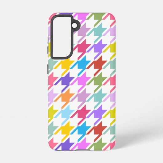 Houndstooth Multicolor + White Big Pattern Samsung Galaxy Hoesje (Achterkant)
