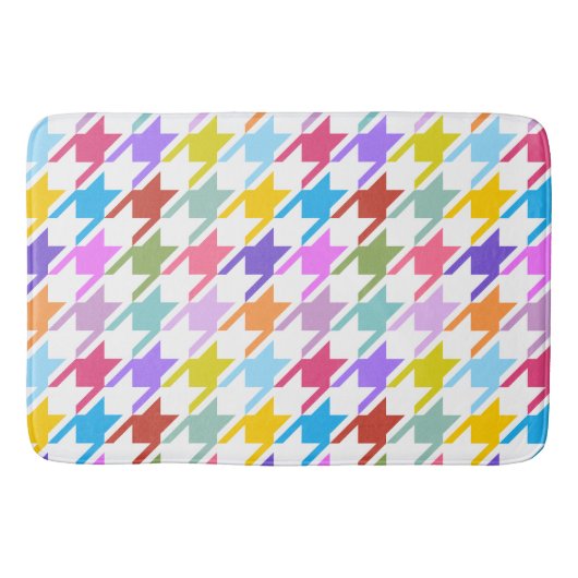 Houndstooth Multicolor+White Pattern Badmat (Voorkant)