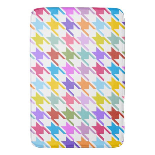 Houndstooth Multicolor+White Pattern Badmat (Voorkant Verticaal)