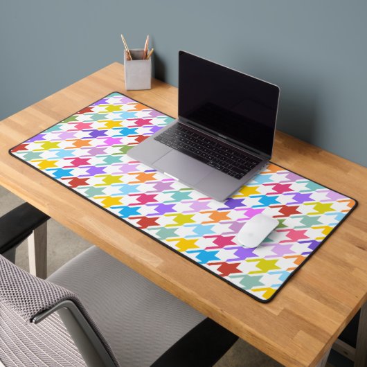 Houndstooth Multicolor+White Pattern Bureaumat (Kantoor 2)
