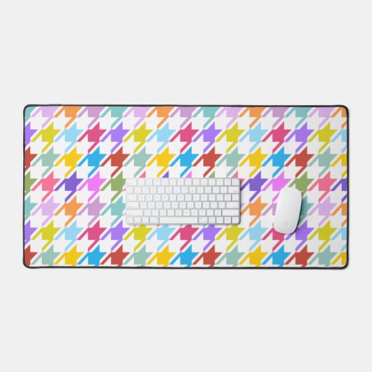 Houndstooth Multicolor+White Pattern Bureaumat (Keyboard & Muis)