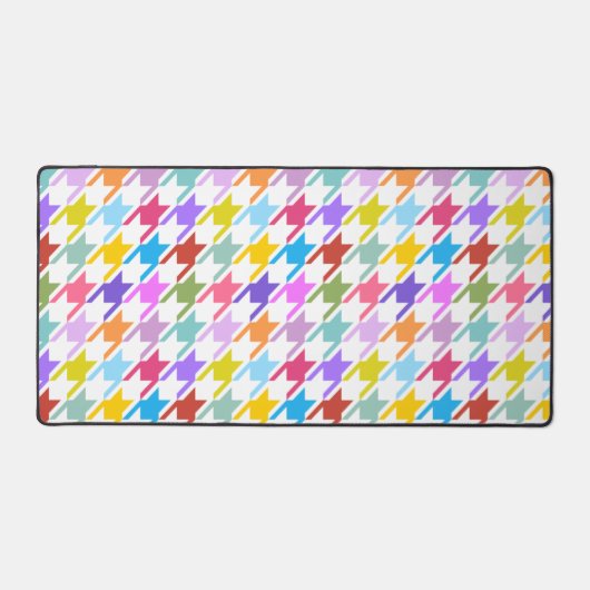 Houndstooth Multicolor+White Pattern Bureaumat (Voorkant)