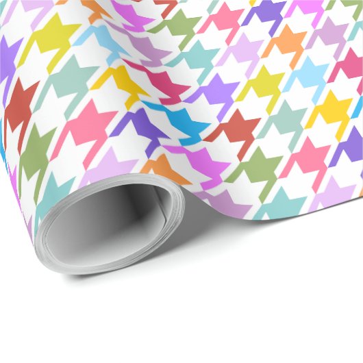 Houndstooth Multicolor+White Pattern Cadeaupapier (Rol Hoek)