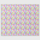 Houndstooth Multicolor+White Pattern Cadeaupapier (Vlak)