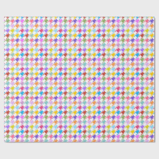 Houndstooth Multicolor+White Pattern Cadeaupapier (Vlak)