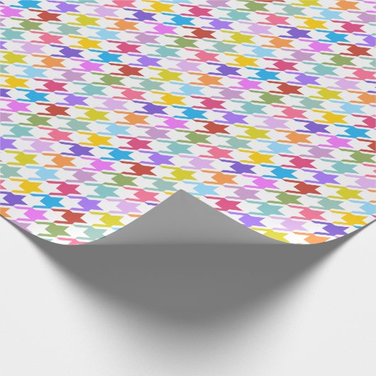 Houndstooth Multicolor+White Pattern Cadeaupapier (Hoek)