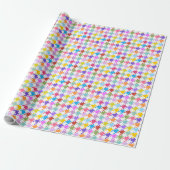 Houndstooth Multicolor+White Pattern Cadeaupapier (Uitgerold)