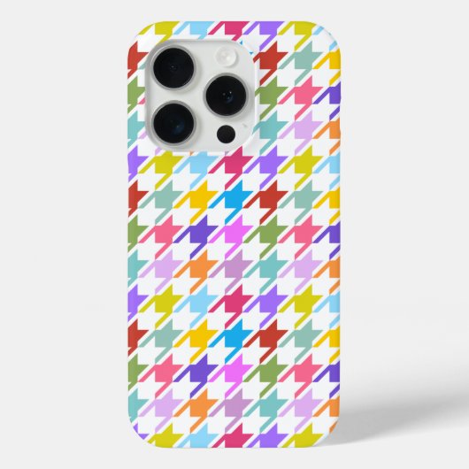 Houndstooth Multicolor+White Pattern Case-Mate iPhone Case (Achterkant)