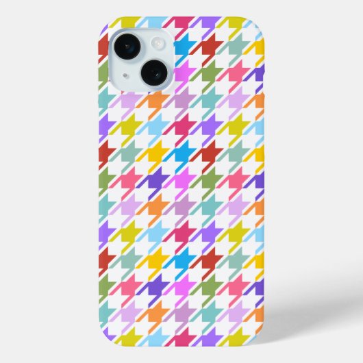 Houndstooth Multicolor+White Pattern Case-Mate iPhone Case (Achterkant)