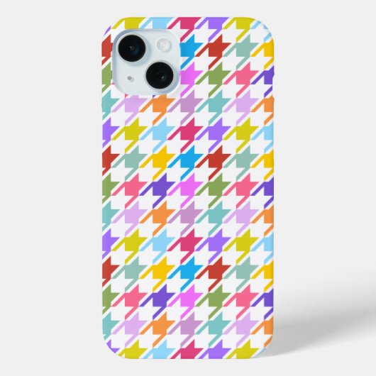 Houndstooth Multicolor+White Pattern Case-Mate iPhone Case (Achterkant)