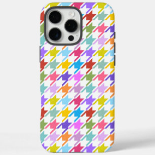 Houndstooth Multicolor+White Pattern iPhone 16 Pro Max Hoesje