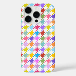 Houndstooth Multicolor+White Pattern iPhone 16 Pro Hoesje