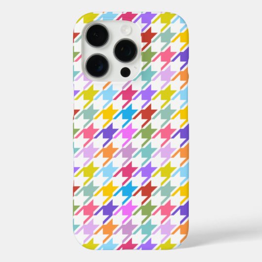 Houndstooth Multicolor+White Pattern Case-Mate iPhone Case (Achterkant)