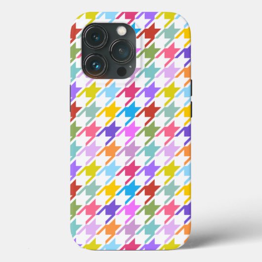 Houndstooth Multicolor+White Pattern Case-Mate iPhone Case (Achterkant)