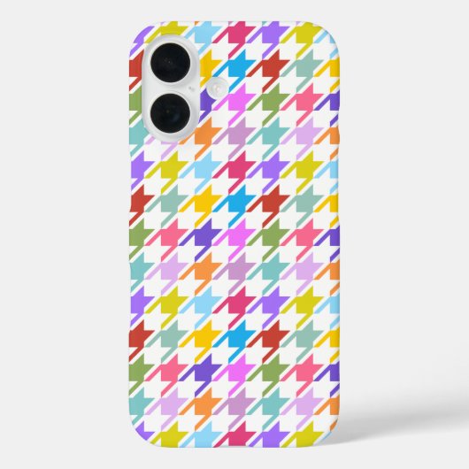 Houndstooth Multicolor+White Pattern Case-Mate iPhone Case (Achterkant)