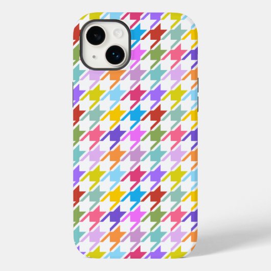 Houndstooth Multicolor+White Pattern Case-Mate iPhone Case (Achterkant)