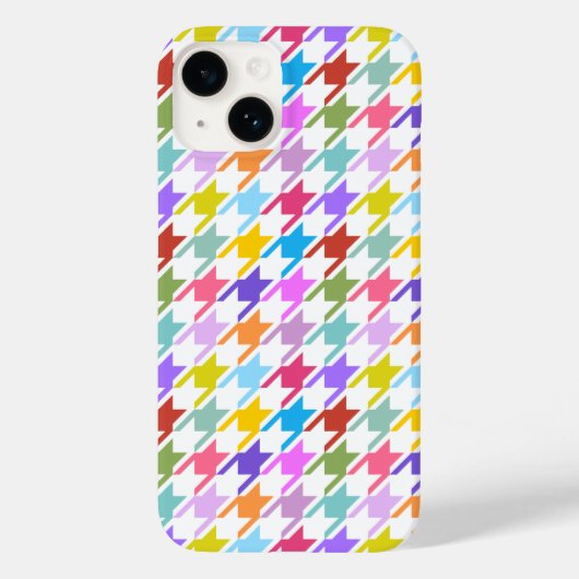 Houndstooth Multicolor+White Pattern Case-Mate iPhone Case (Achterkant)