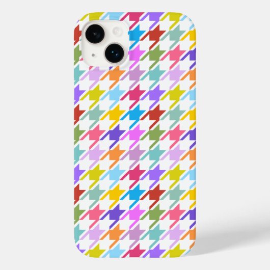 Houndstooth Multicolor+White Pattern Case-Mate iPhone Case (Achterkant)