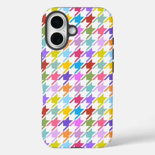 Houndstooth Multicolor+White Pattern Case-Mate iPhone Case (Achterkant)
