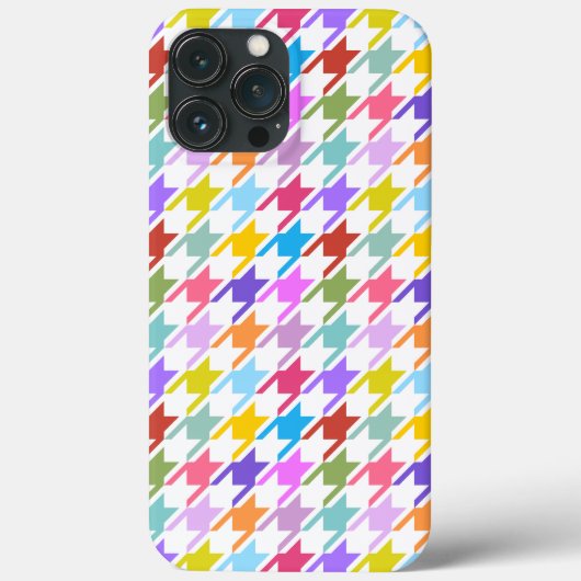 Houndstooth Multicolor+White Pattern Case-Mate iPhone Case (Achterkant)
