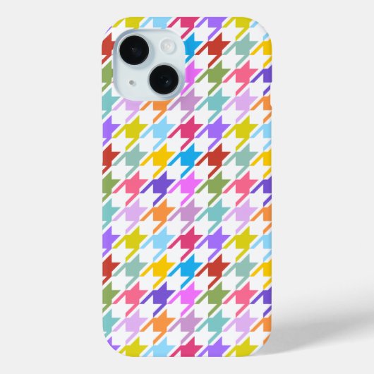 Houndstooth Multicolor+White Pattern Case-Mate iPhone Case (Achterkant)