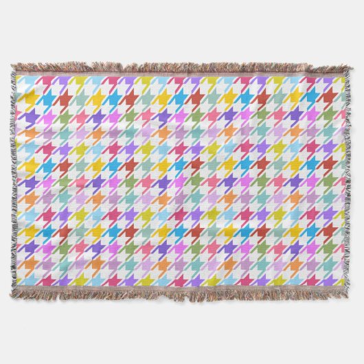 Houndstooth Multicolor+White Pattern Deken (Voorkant)