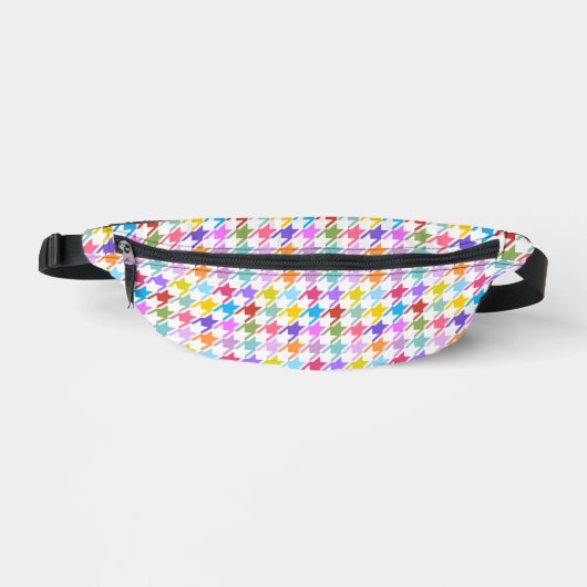Houndstooth Multicolor+White Pattern Heuptasje (Voorkant)