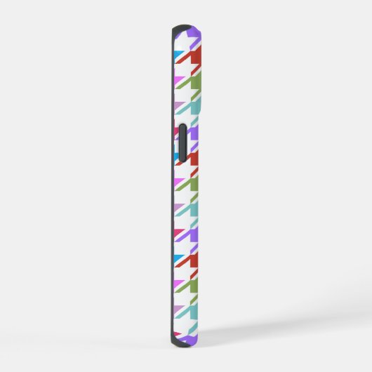 Houndstooth Multicolor+White Pattern iPhone 15 Case (Rechterkant)