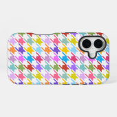 Houndstooth Multicolor+White Pattern iPhone 16 Hoesje (Achterkant horizontaal)