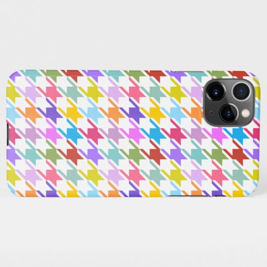 Houndstooth Multicolor+White Pattern iPhone Hoesje (Achterkant horizontaal)