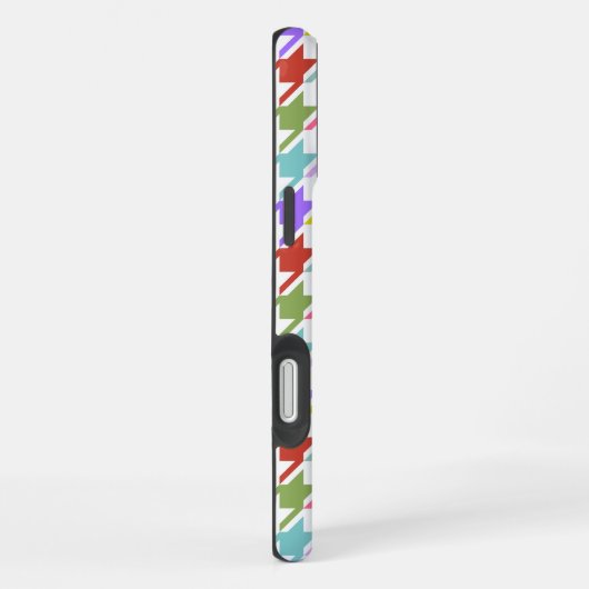 Houndstooth Multicolor+White Pattern iPhone Hoesje (Rechterkant)