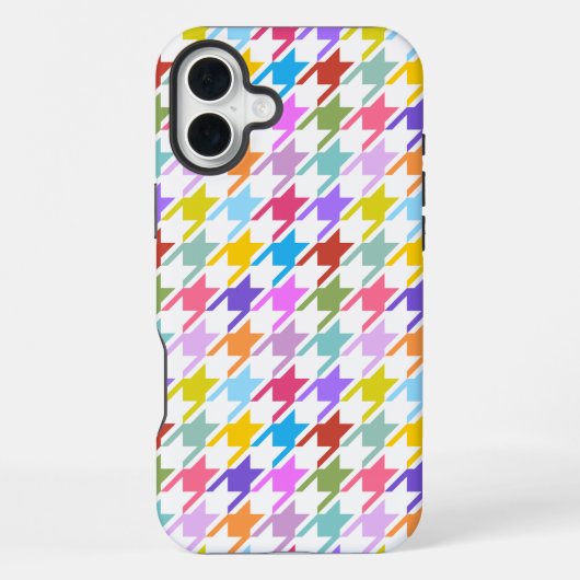 Houndstooth Multicolor+White Pattern iPhone Hoesje (Achterkant)